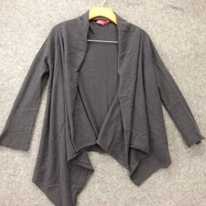 Pure Cashmere Cardigan Sweater S M Charcoal Blue Waterfall Open MIRIAM Hampstead